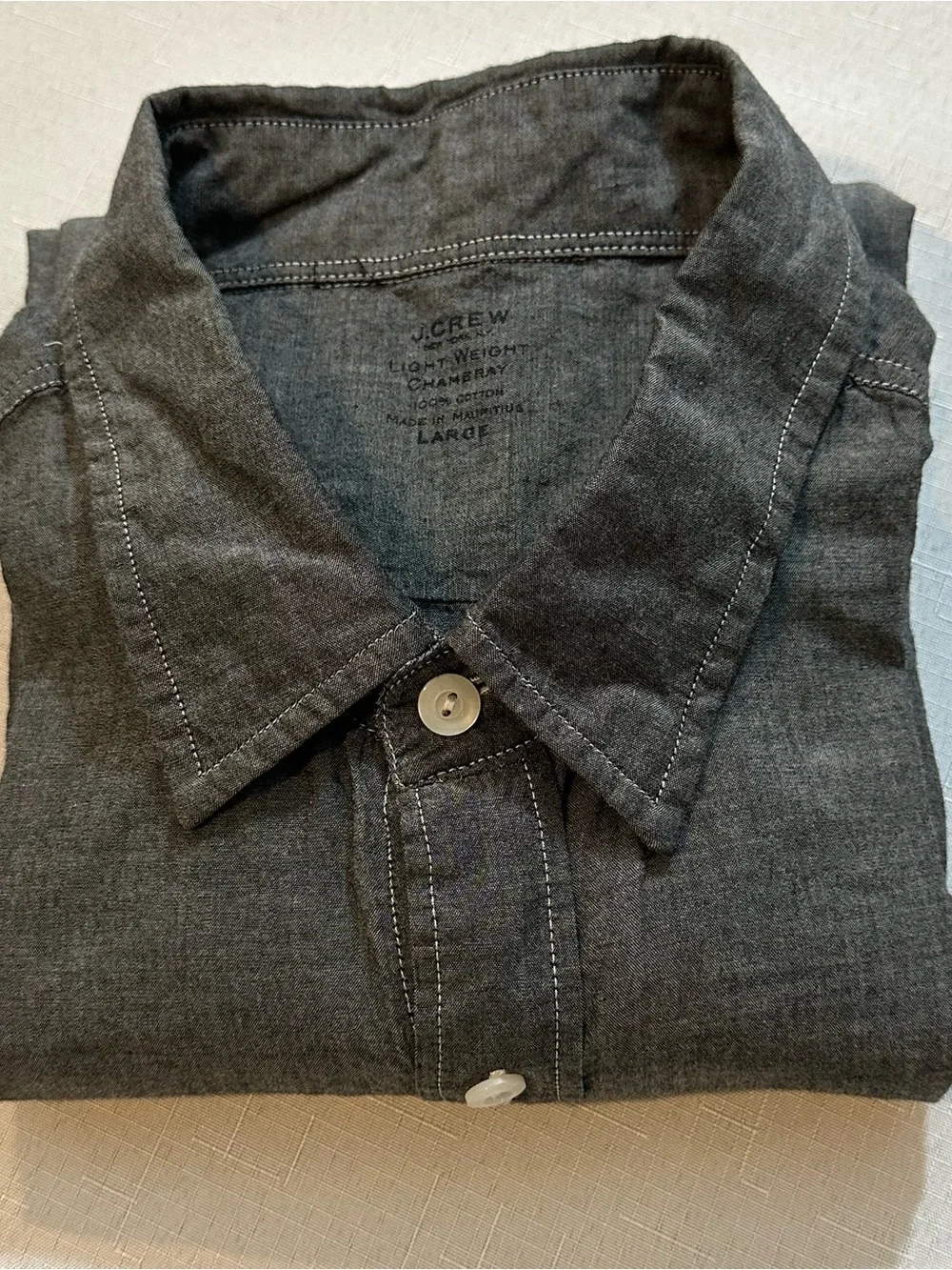 J.Crew Factory Gray Chambray Button Up Shirt Large